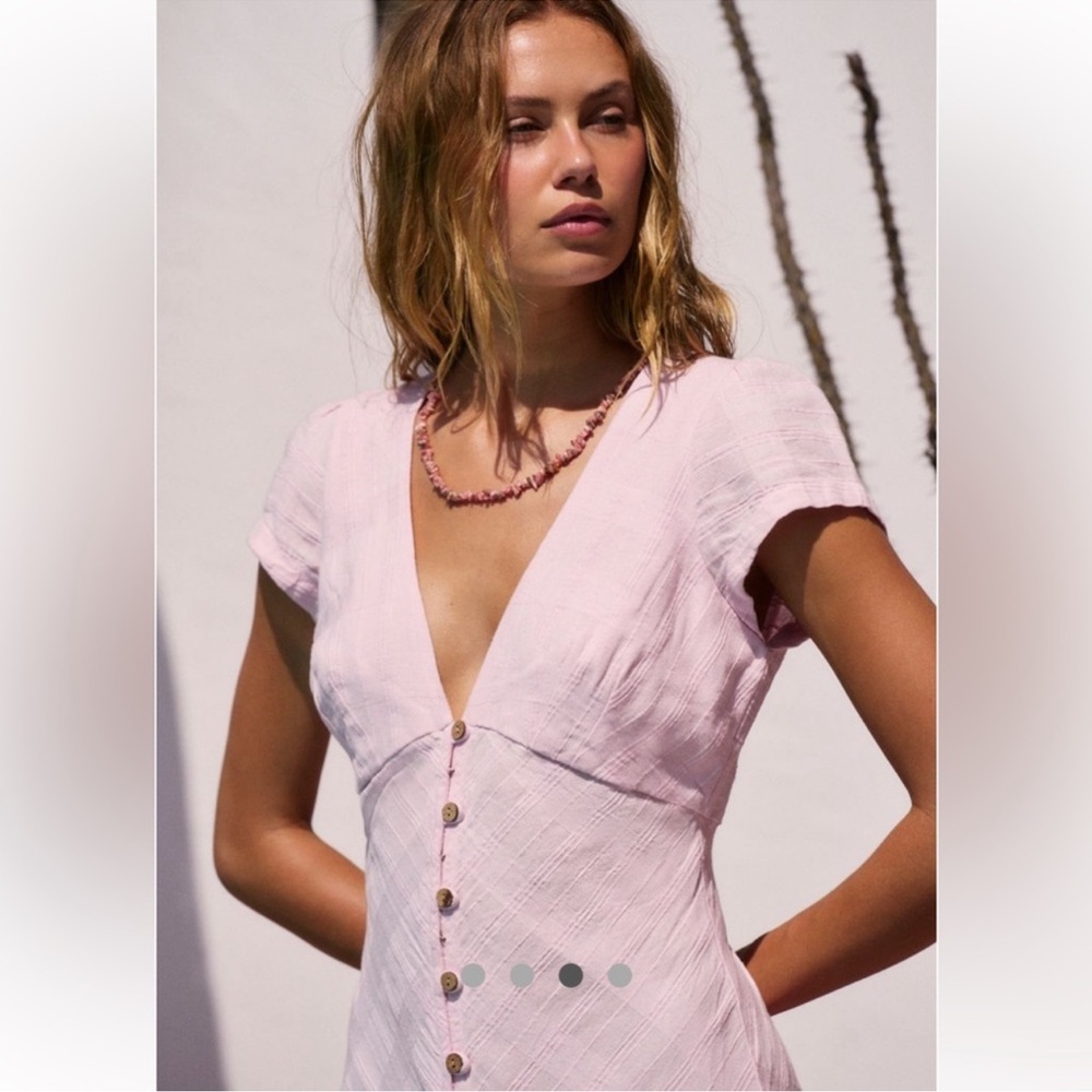 Free People Free-est New In Town Midi Dress Medium Pink Festival Bloom - Picture 15 of 16